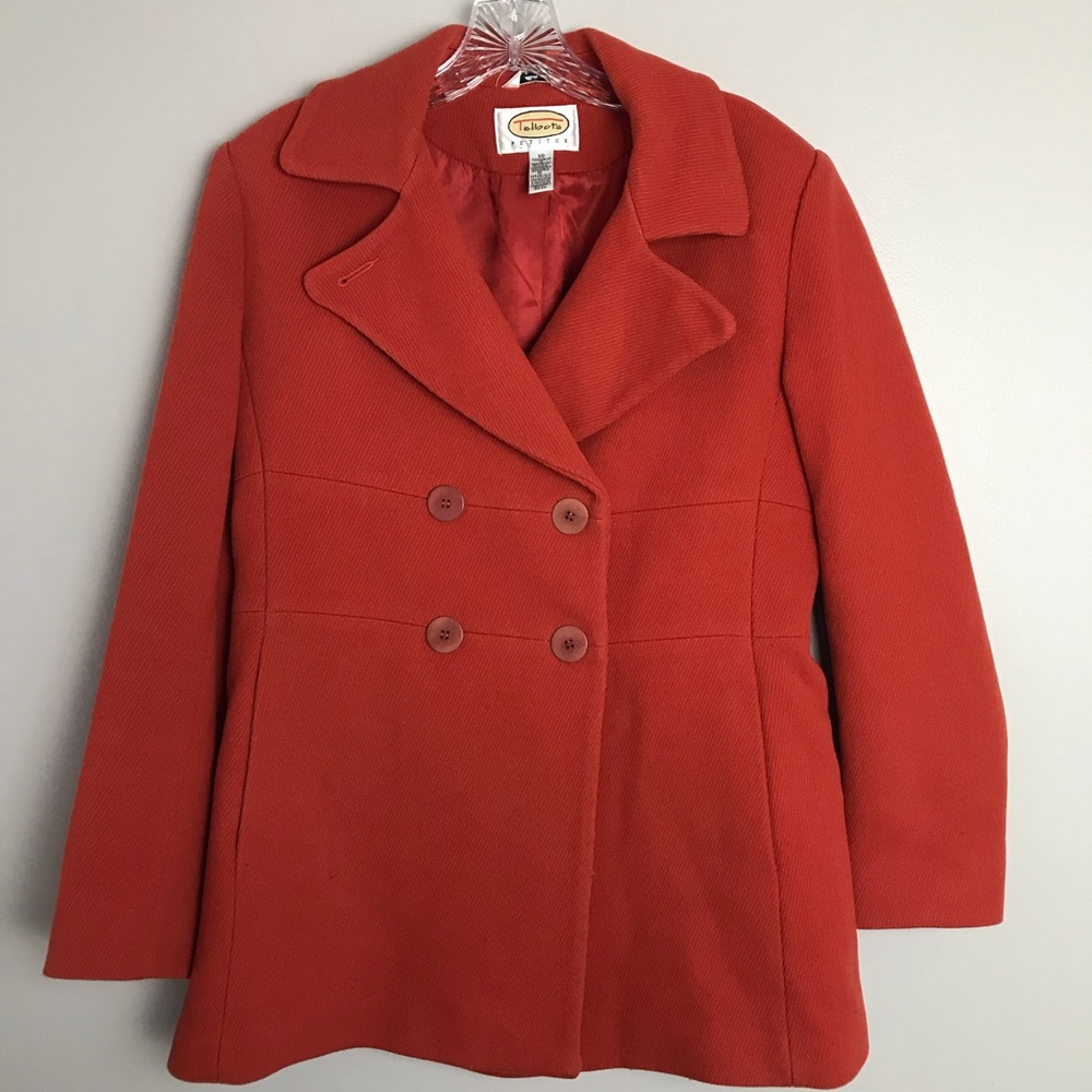 Talbots Pea Coat Orange Size 10 Wool